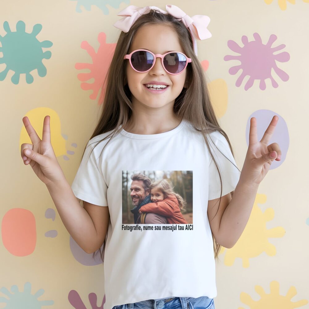 Tricou personalizat cu fotografie și mesaj propriu – Cadoul unic pentru copii și familie