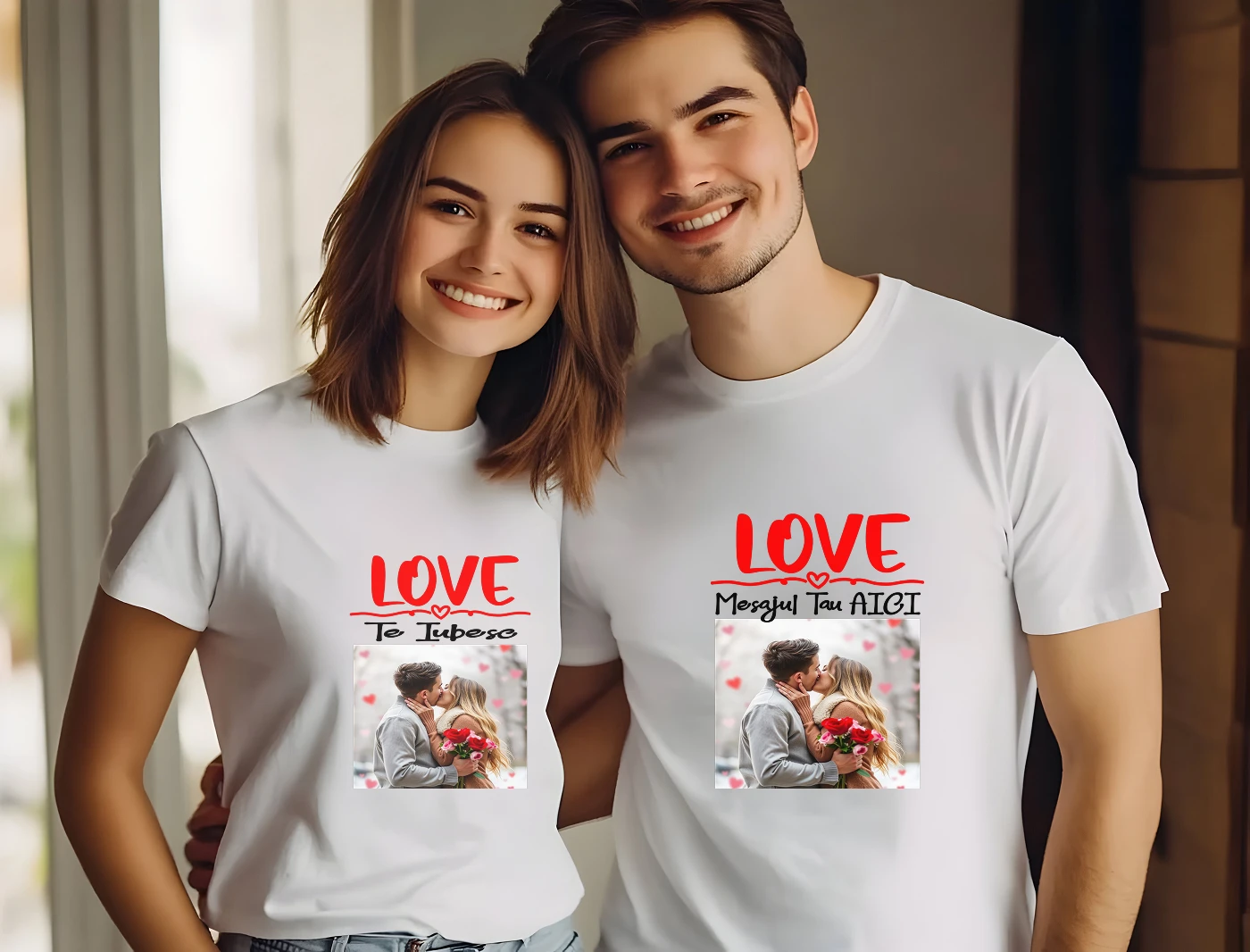 fotografie-si-mesaj-tricouri-personalizate-cupluri-3_result Cuplu poarta set de tricouri cuplu cu poza simesaj. Posibilitate personalizare online cu propriul text si fotografie. Cadou inedit si romantic
