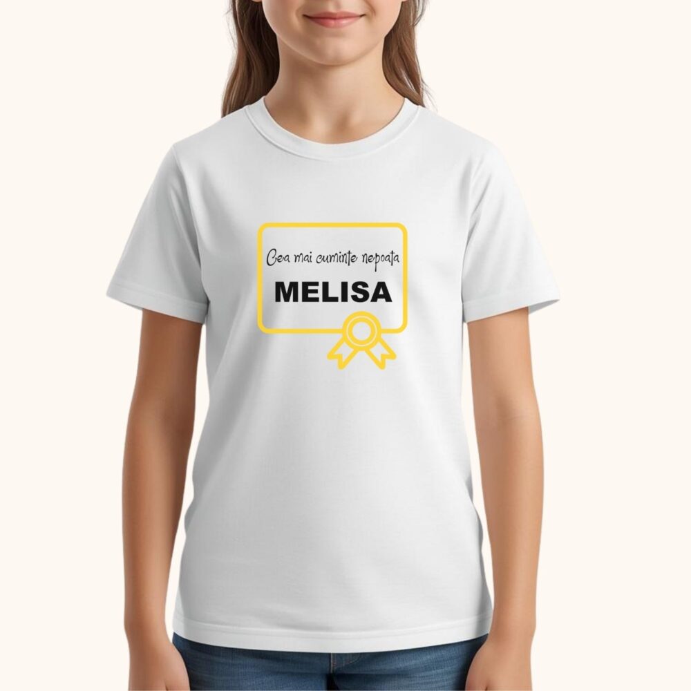 Tricou personalizat copii cu diploma si nume, cadou cu mesaj special