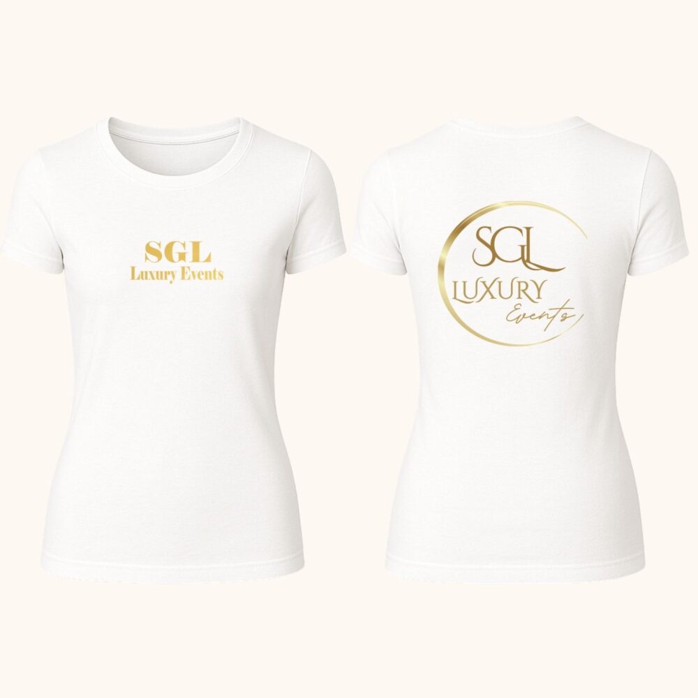 Tricou corporate unisex alb personalizat cu logo mare centru pe față și spate