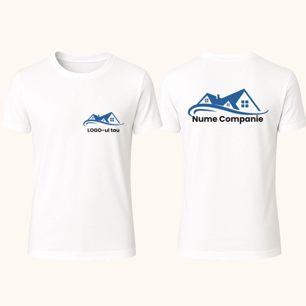 Tricou cu logo piept + spate corporate unisex personalizat.