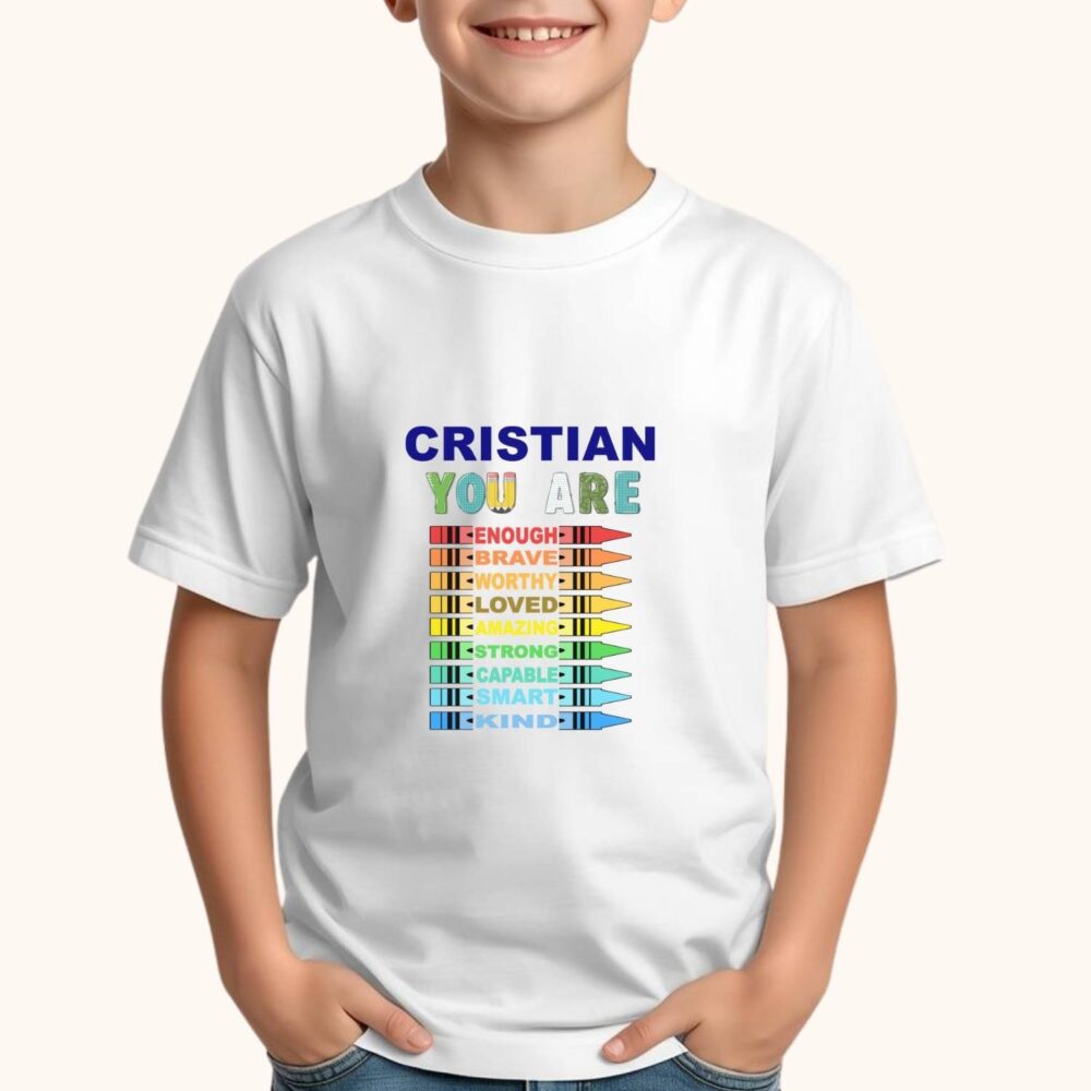 Tricou motivațional copii pentru băieți cu nume YOU ARE cadou personalizat