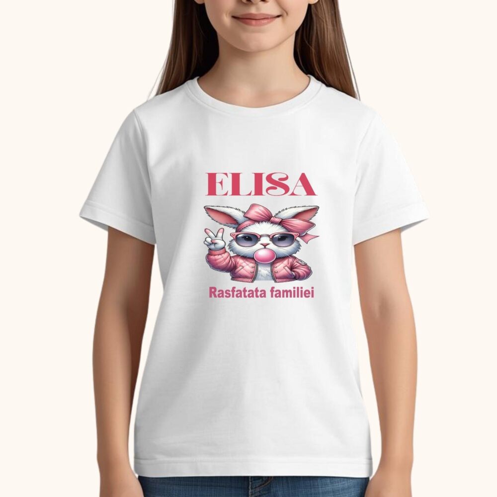 Tricou personalizat pentru fetițe Răsfățata familiei cu nume cadou aniversare