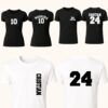 Colaj modele tricou personalizat cu nume și număr, unisex, alb și negru