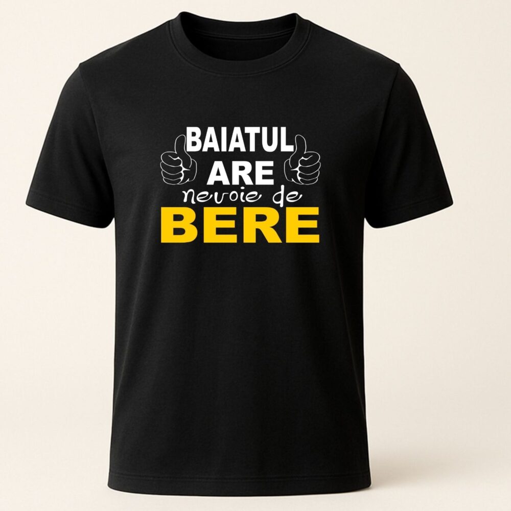 Tricou bărbați negru „Băiatul are nevoie de bere” – imagine produs, tricou funny