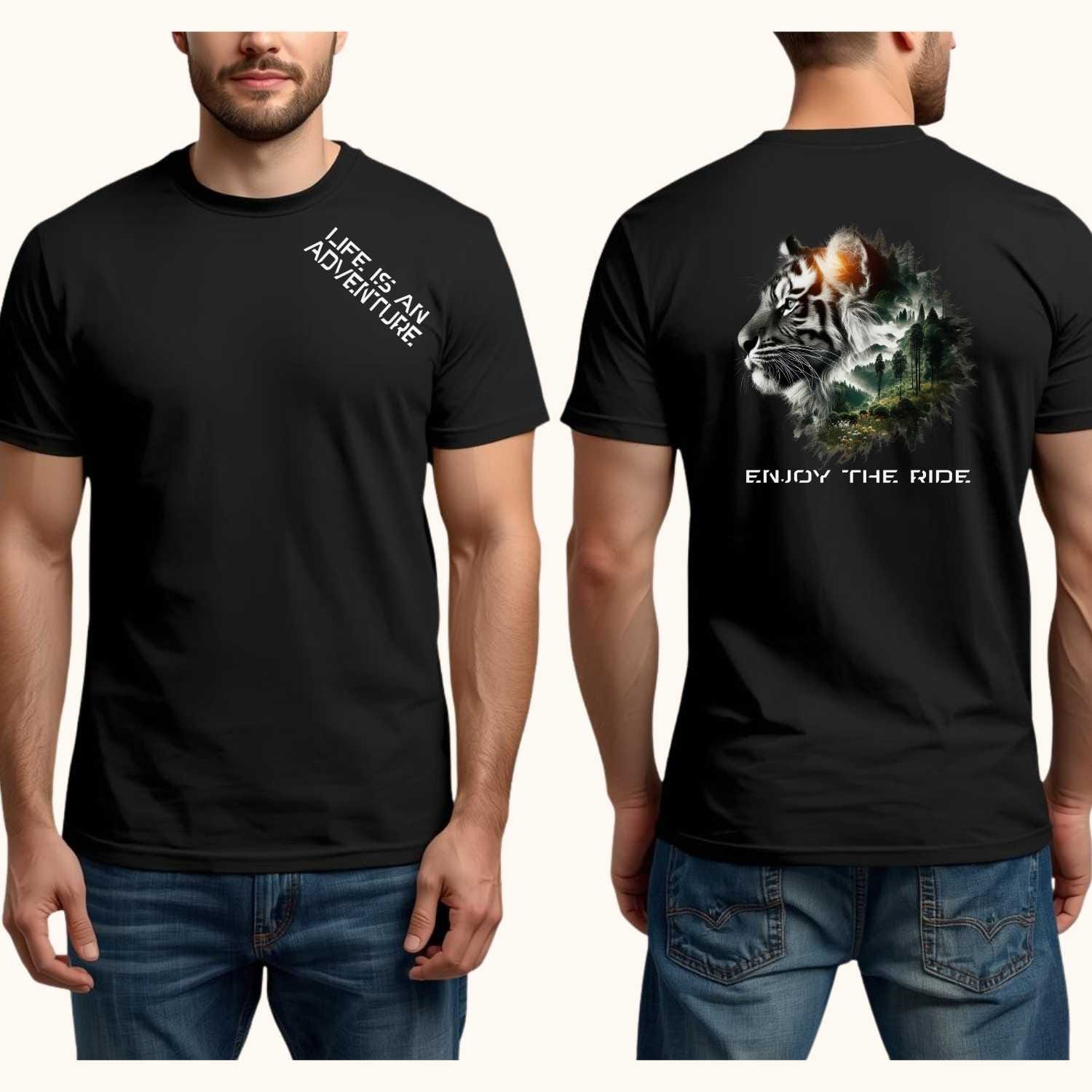 tricou-personalizat_barbat_fata-spate_model-adventure_negru_cadou-motivational_cadouricreative Tricou personalizat bărbați, model Life is an Adventure, față și spate, cadou aniversare – CadouriCreative.ro