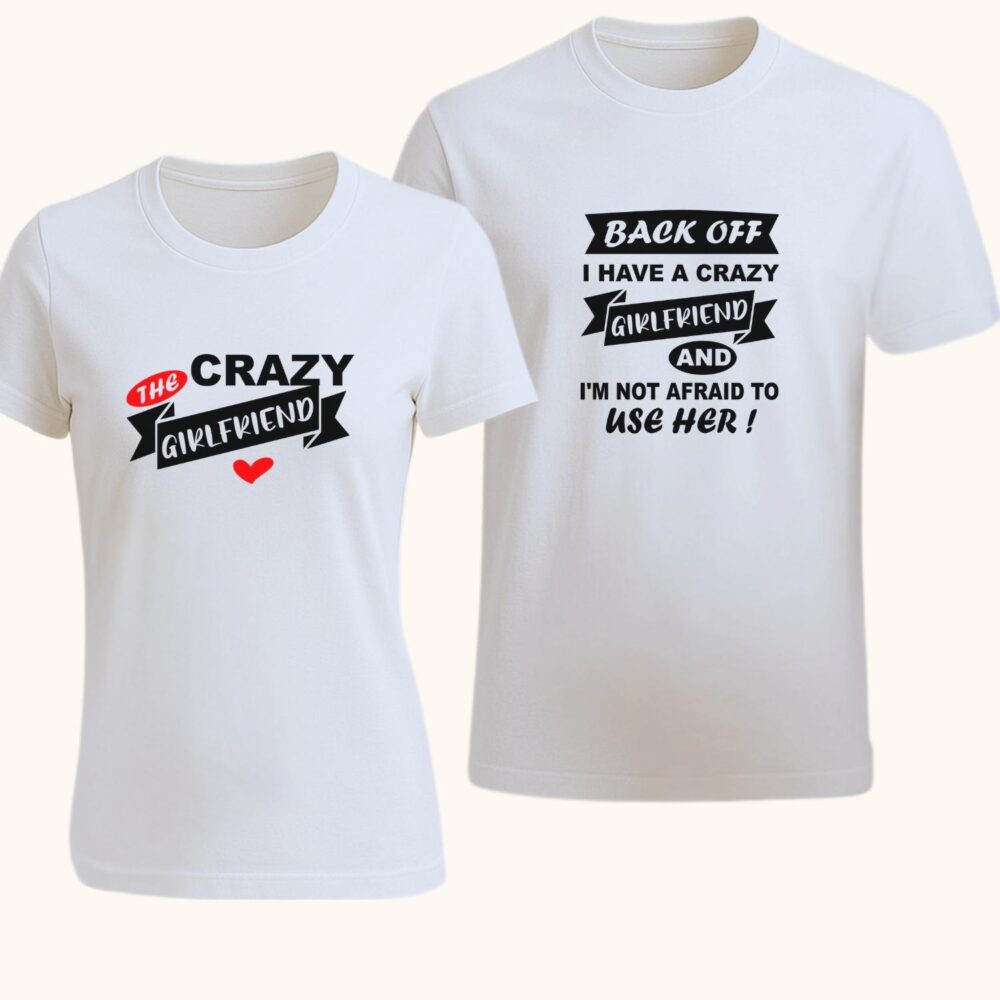 Tricouri personalizate pentru cupluri. Mesaj amuzant personalizabil