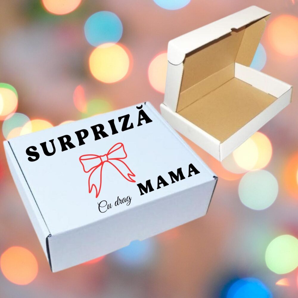 Cutie cadou surpriză personalizată cu drag de la mama, cu mesaj cald surpriza