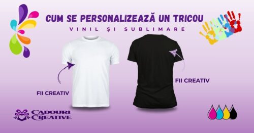 Cum se personalizeaza un tricou . Ghid cadouri creative.ro, articol - comparație între vinil HTV și sublimare pe vinil sublimabil
