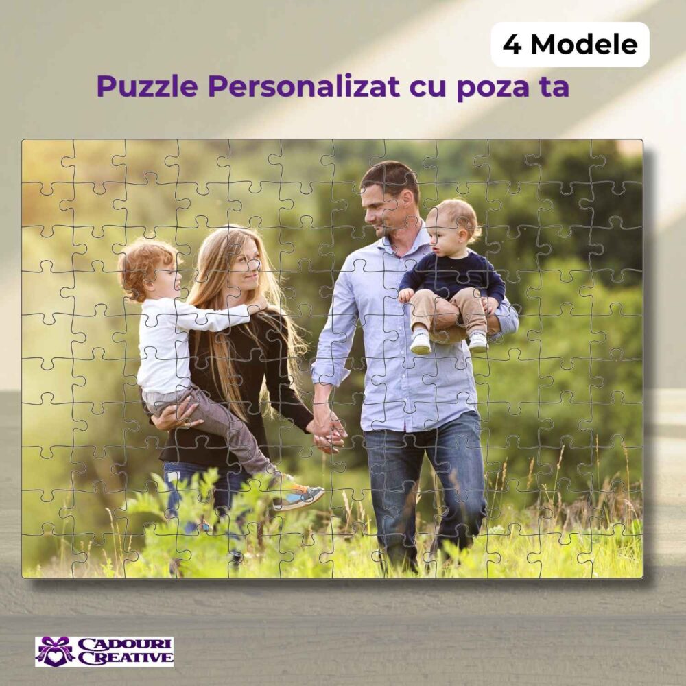 Puzzle personalizat cu poză, colaj sau mesaj – A4, model 1 - Poza familie. 120 piese, cadou personalizat cu fotografie pentru familie, aniversare sau amintiri dragi