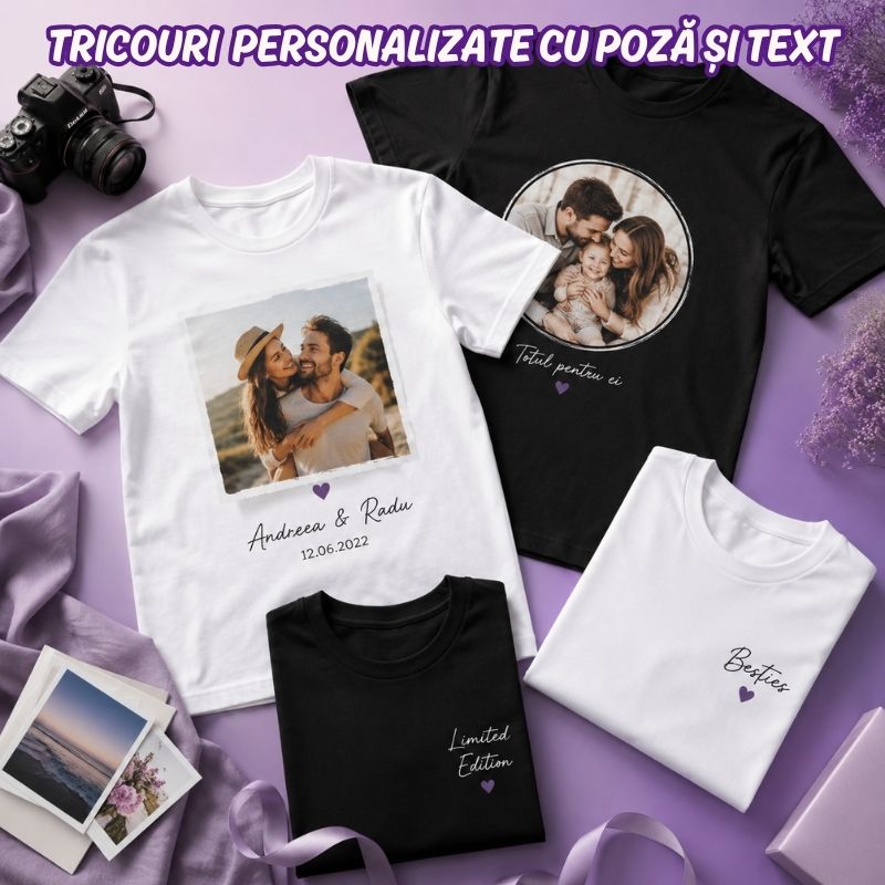 Tricouri personalizate cu poză și text