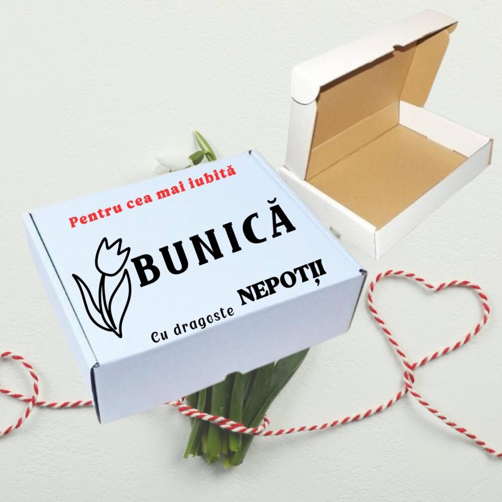 Cutie cadou personalizată pentru mămico de 8 Martie cu nume și dată, vinil premium