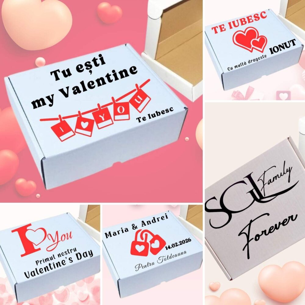 Cutie cadou personalizată Valentine’s Day – modele disponibile cu mesaje de dragoste