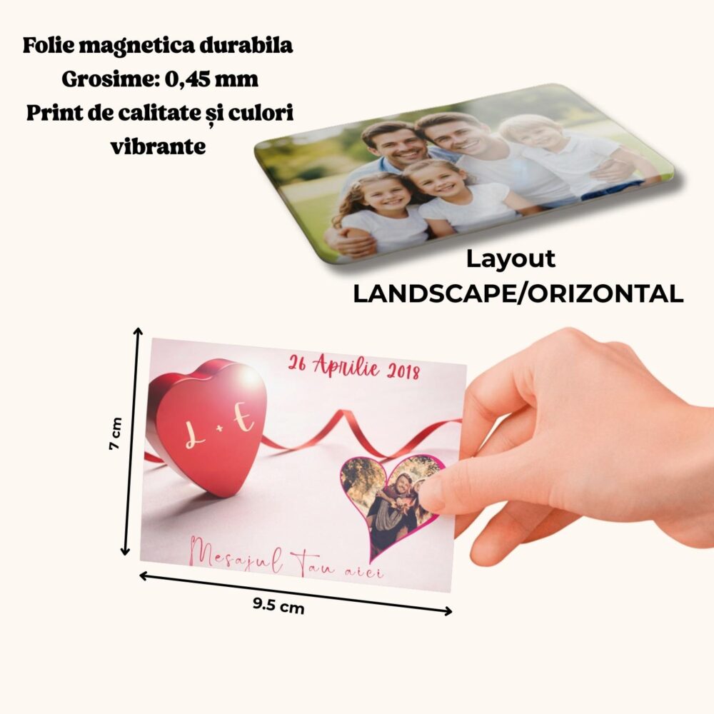 Detalii magnet romantic 9,5x7 – folie magnetică durabilă 0,45 mm