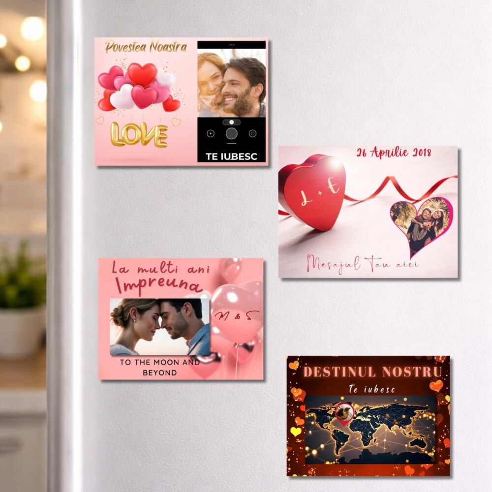 Magnet romantic cu poză personalizat 9,5x7 cm – cadou pentru cuplu