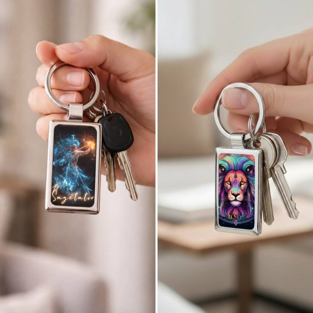 Breloc zodie personalizat - Breloc zodie personalizat metalic – 12 zodii, 2 stiluri grafice