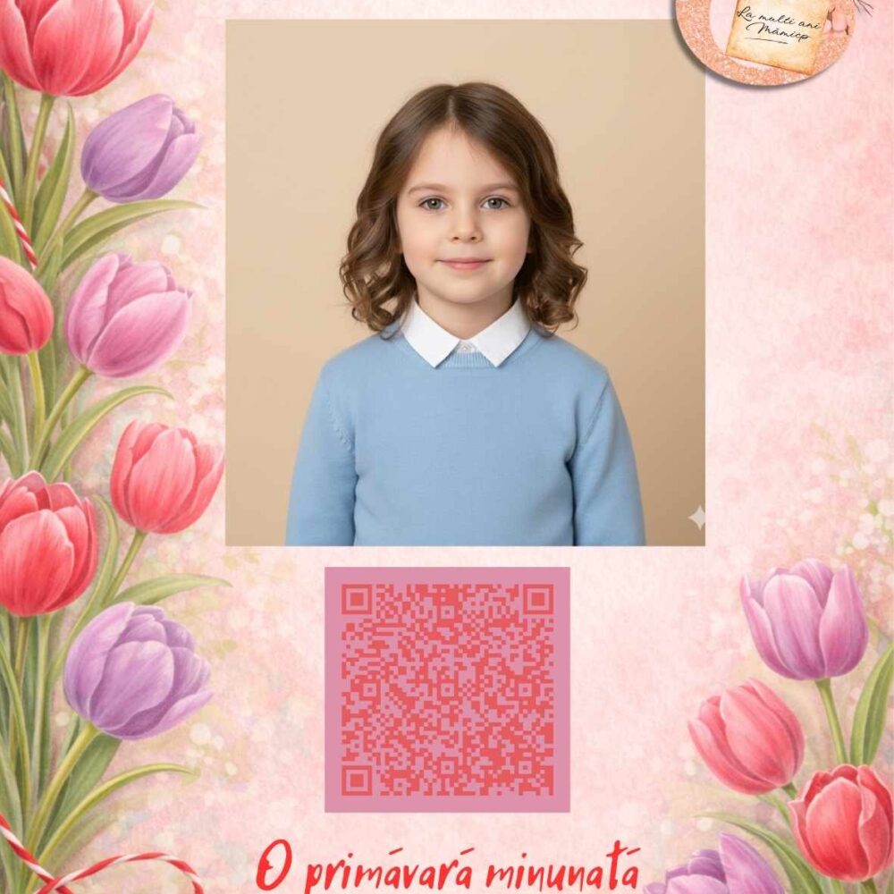Mărțișor care vorbește – magnet personalizat cu cod QR, urare pentru mămica (1–8 Martie)