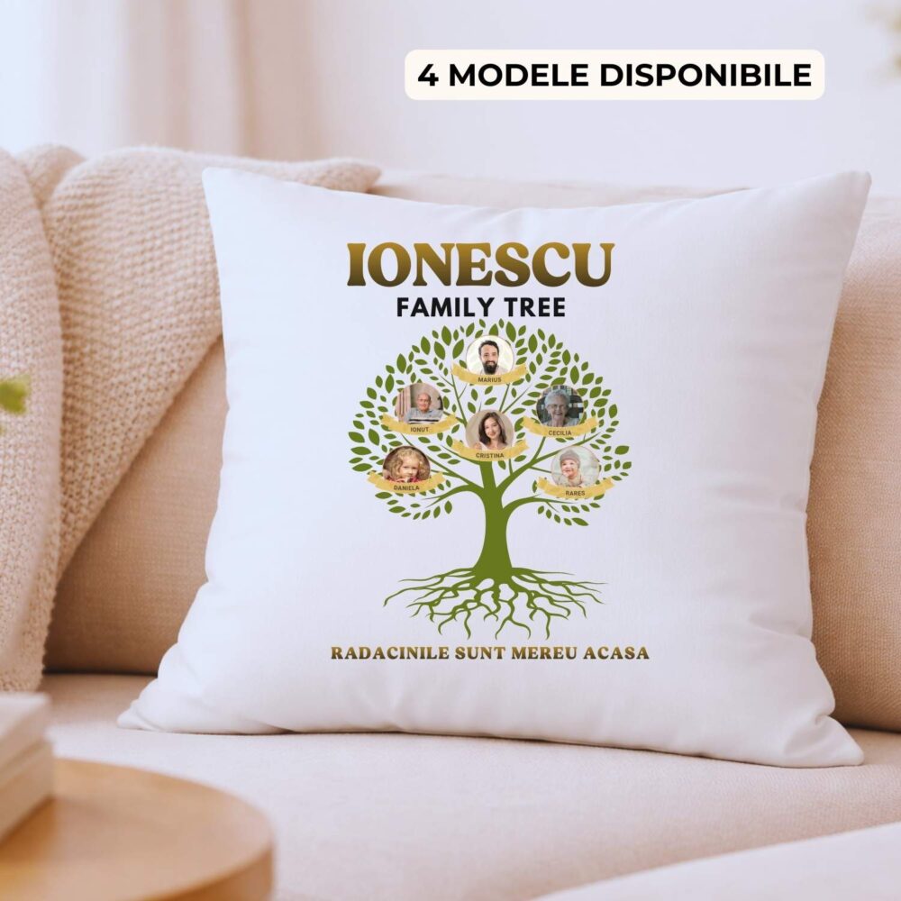 Poză personalizată familie cu poză și mesaj. Model family tree- arborele familiei cu poze. Cadou unic pentru cei dragi.
