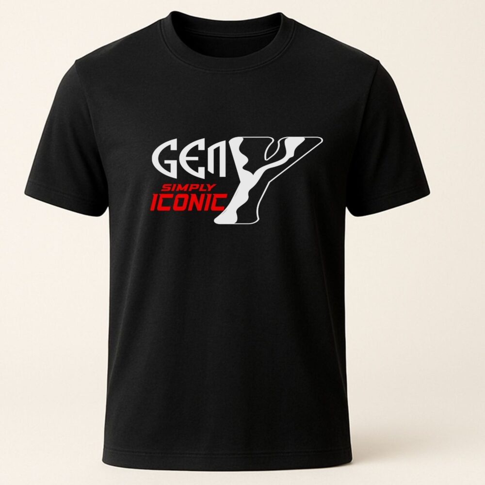 Tricou unisex Gen Y negru cu mesaj Simply Iconic, design modern pentru Millennials