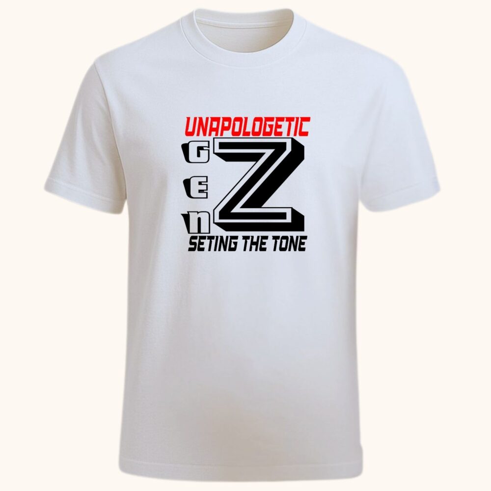 Tricou unisex Gen Z alb Unapologetic, mesaj personalizat puternic pentru generația Z