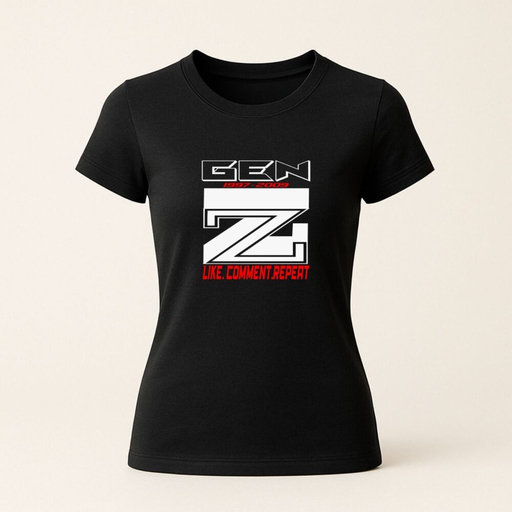 Tricou unisex personalizat Gen Z negru cu design statement