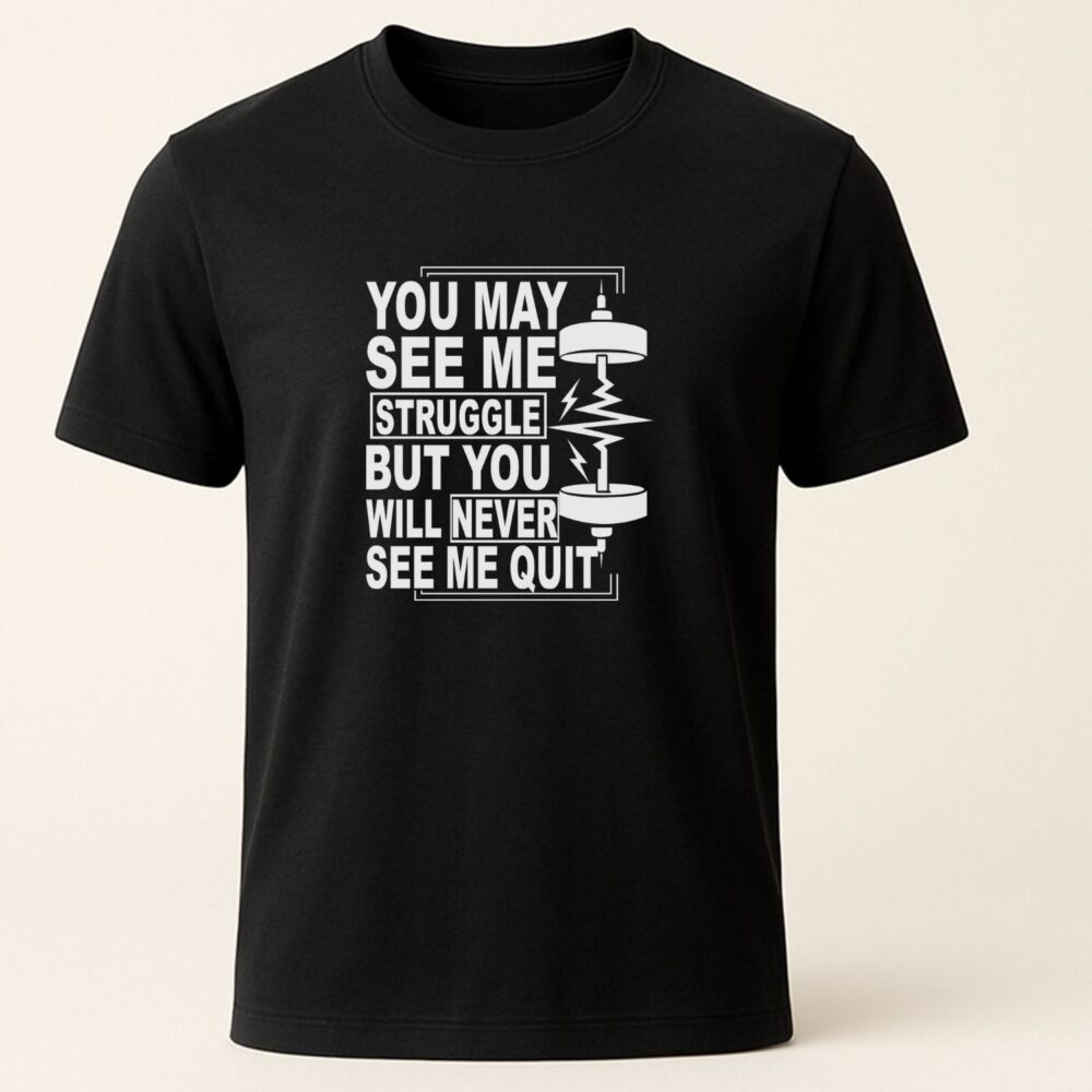 Tricou bărbați gym Never Quit – mesaj motivational pe tricou negru
