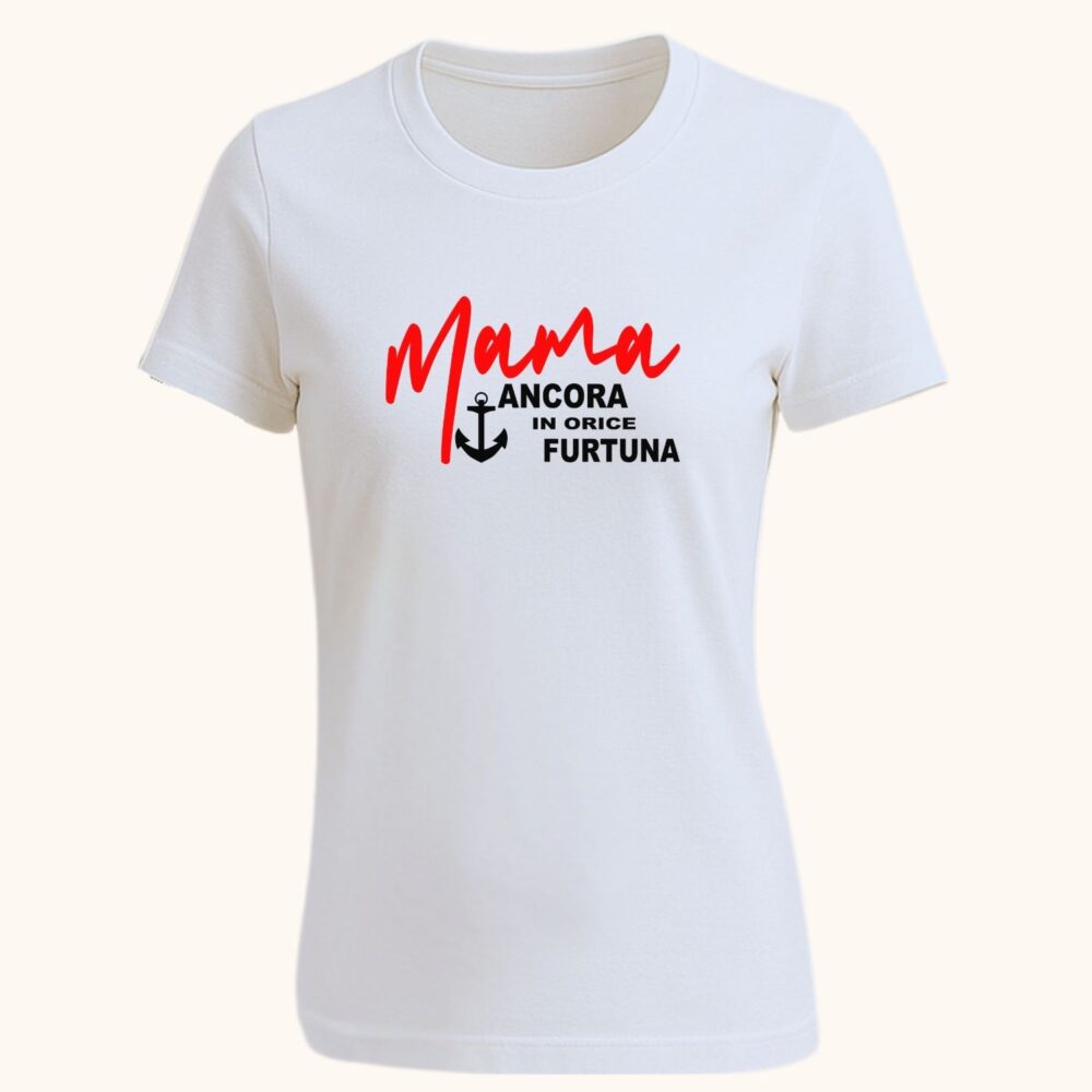 Tricou pentru mama personalizat cu mesaj emoționant „Mama, ancora în orice furtună” – model 1, alb