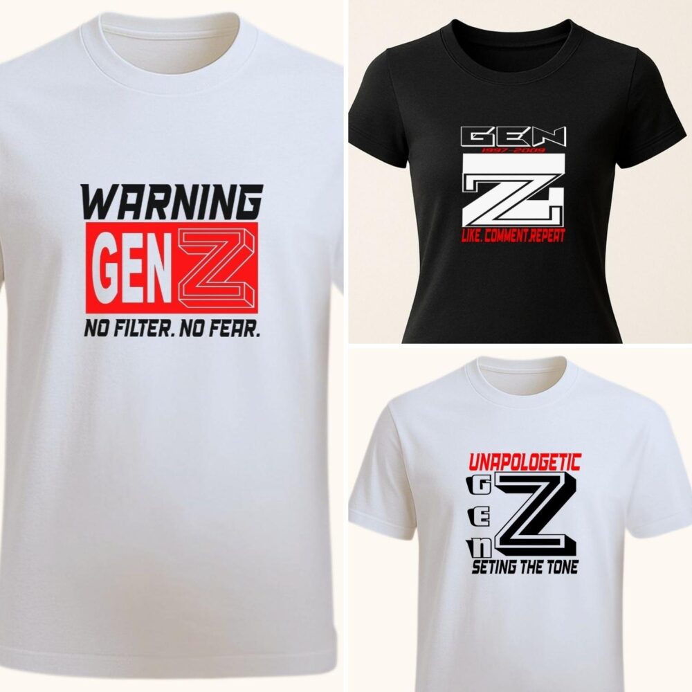 Tricou personalizat unisex Gen Z cu 3 modele statement, mesaj rebel pentru generația Z