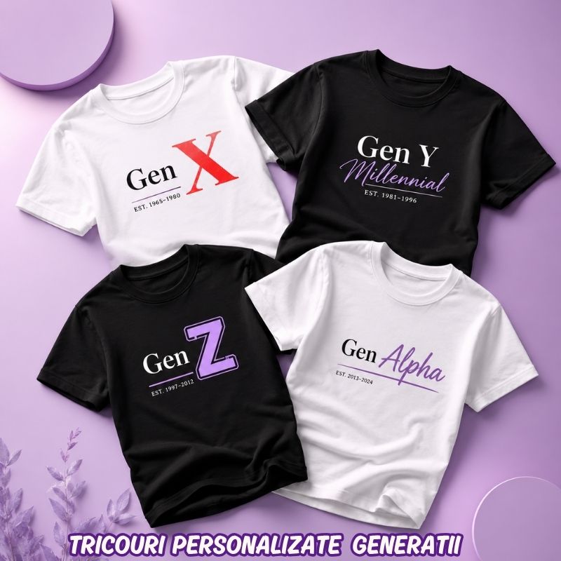Tricouri personalizate pe generații (Gen X, Y, Z, Alpha)