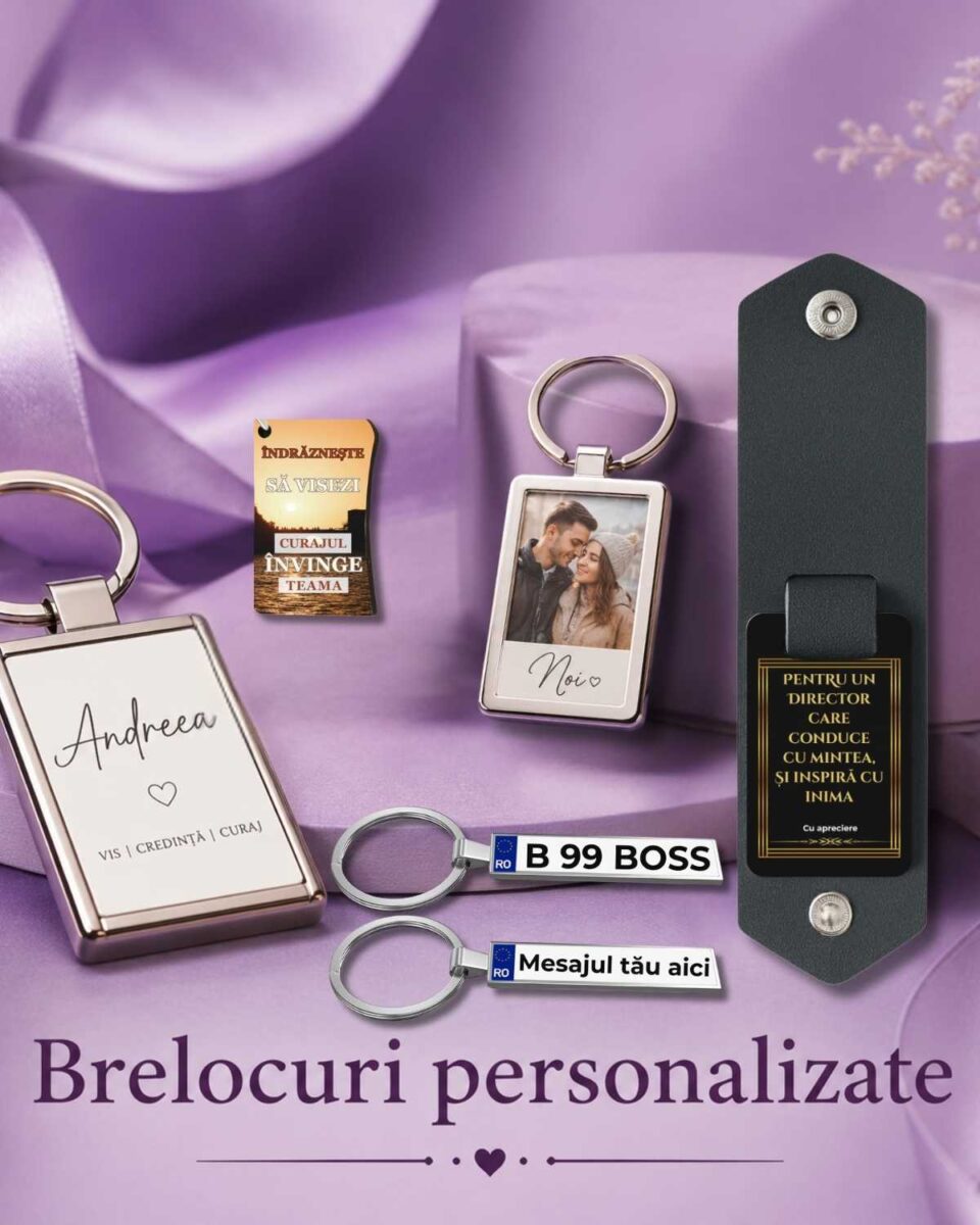 Imagine reprezentativa - categorie Brelocuri personalizate - Alege tipul de cadou - homepage. Brelocuri cu poza, mesaje, tip numar inmatriculare auto, si brelocuri cuplu - glow in the dark. Cadouri purtate in fiecare zi.