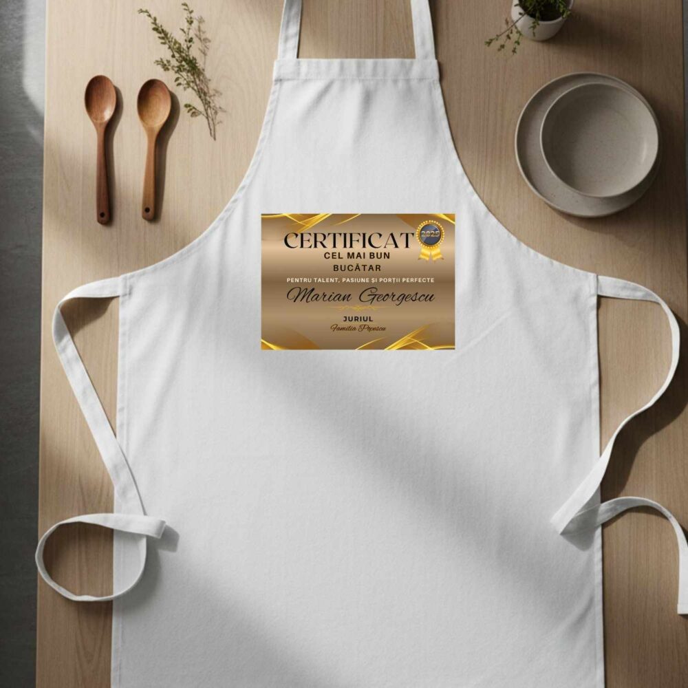 Șorț personalizat cu diplomă - cel mai bun bucătar Model auriu – unisex