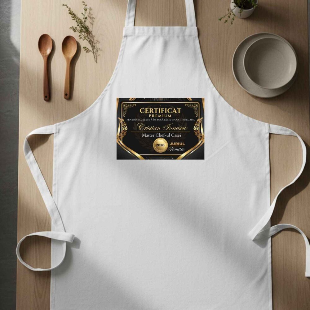 Șorț personalizat Master Chef negru-auriu cu nume