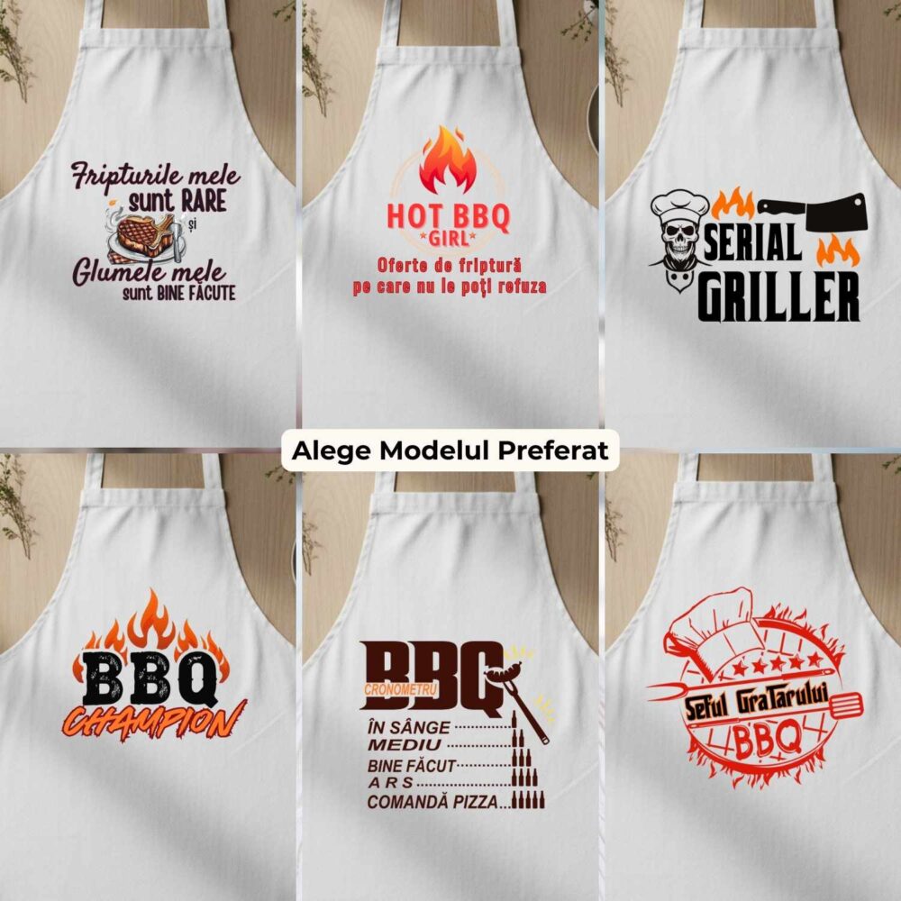 Șorț personalizat – 6 modele amuzante BBQ/Grill - unisex, alege modelul preferat