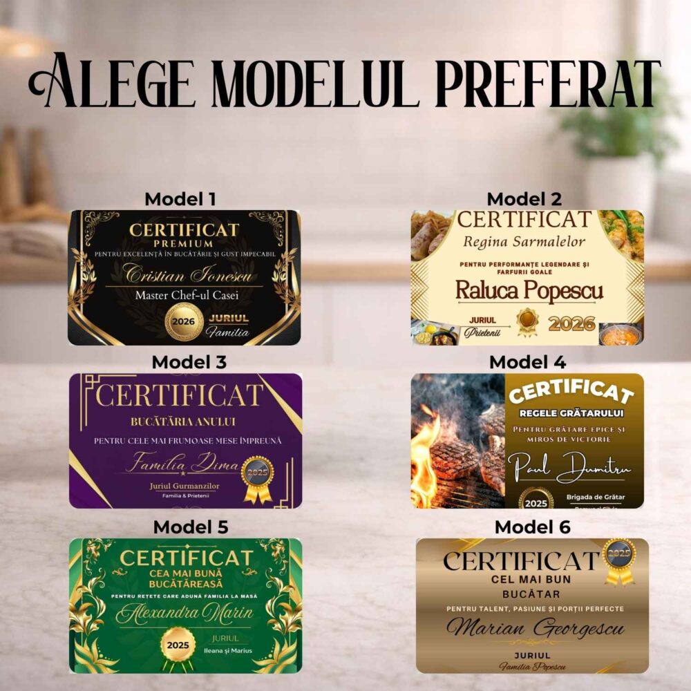 Tocător personalizat tip certificat sau diplomă – 6 modele disponibile, alege modelul preferat