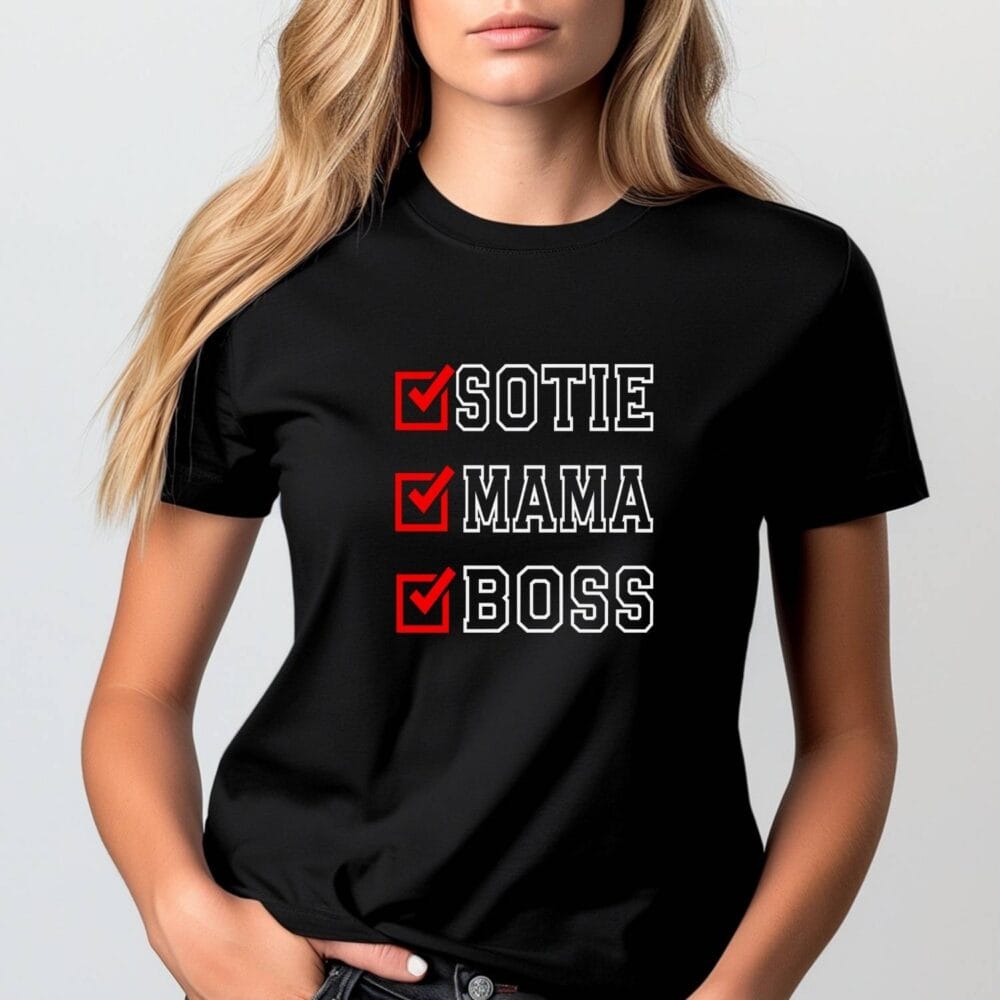 Tricou damă negru personalizat Soție Mamă Boss checklist – cadou amuzant pentru mame