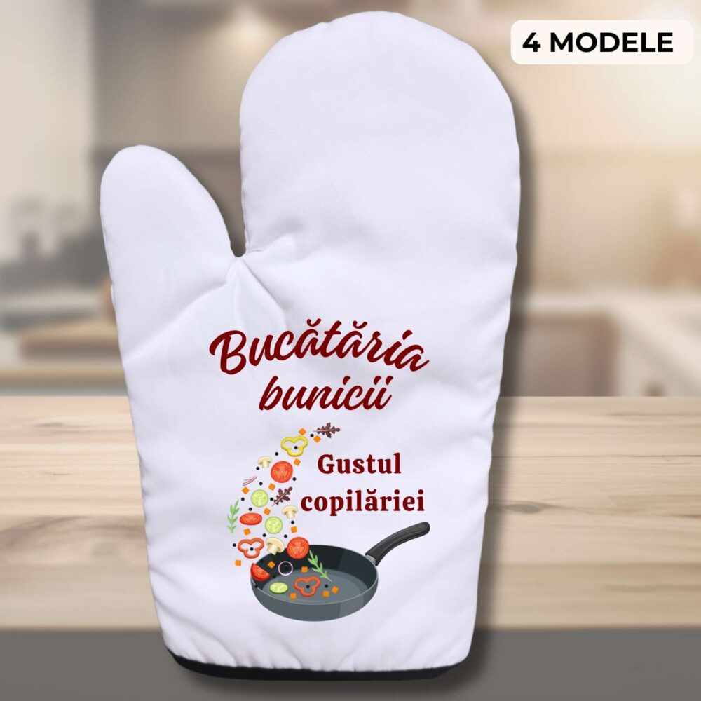 Mănușă bucătărie personalizată pentru bunica model Bucătăria bunicii, cadou pentru bunica care gătește cu drag