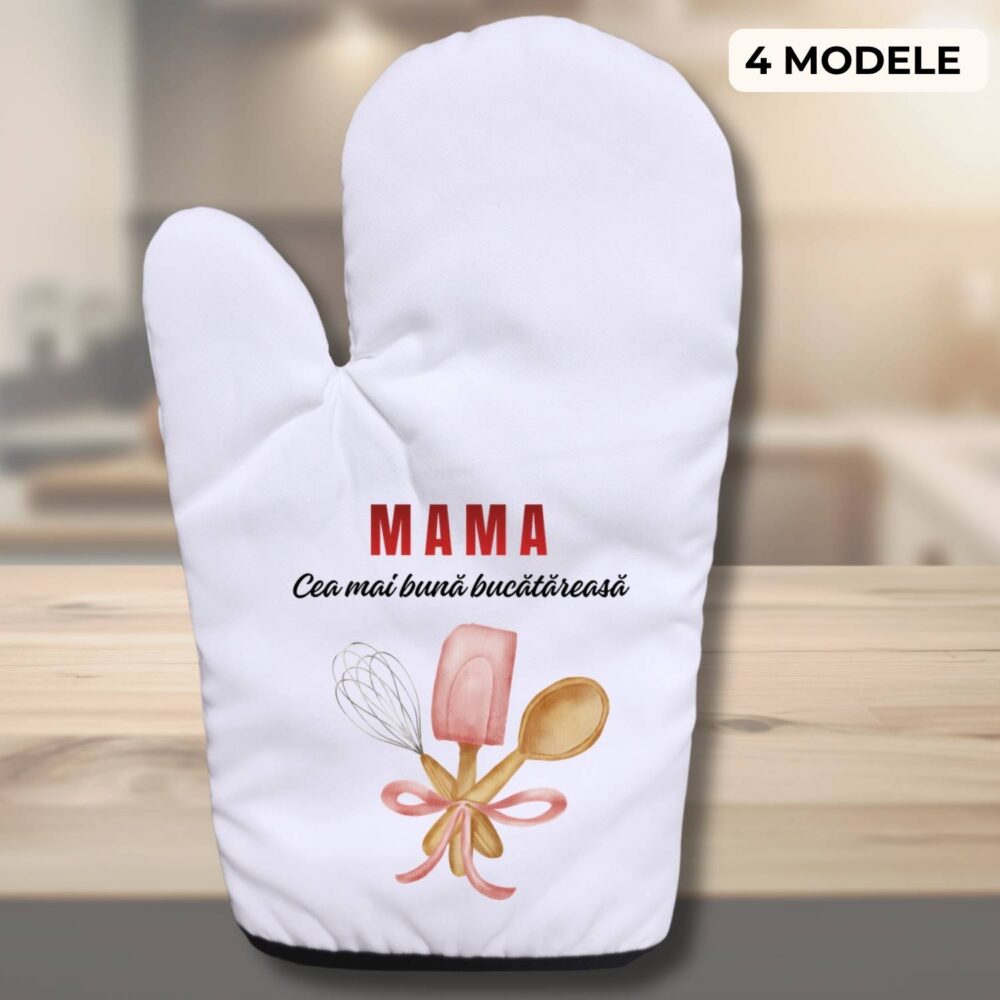 Mănușă de bucătărie personalizată pentru mama model Cea mai bună bucătăreasă, cadou personalizat pentru mama