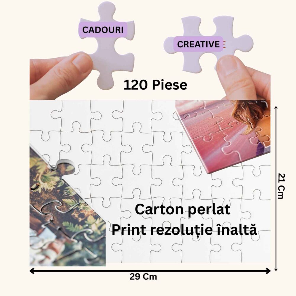 Puzzle personalizat A4 120 piese pe carton perlat – print rezoluție înaltă pentru Gender Reveal