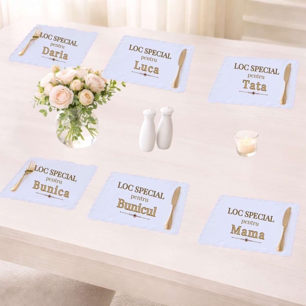 Set 6 suporturi de farfurie personalizate Loc Special pentru membri ai familiei