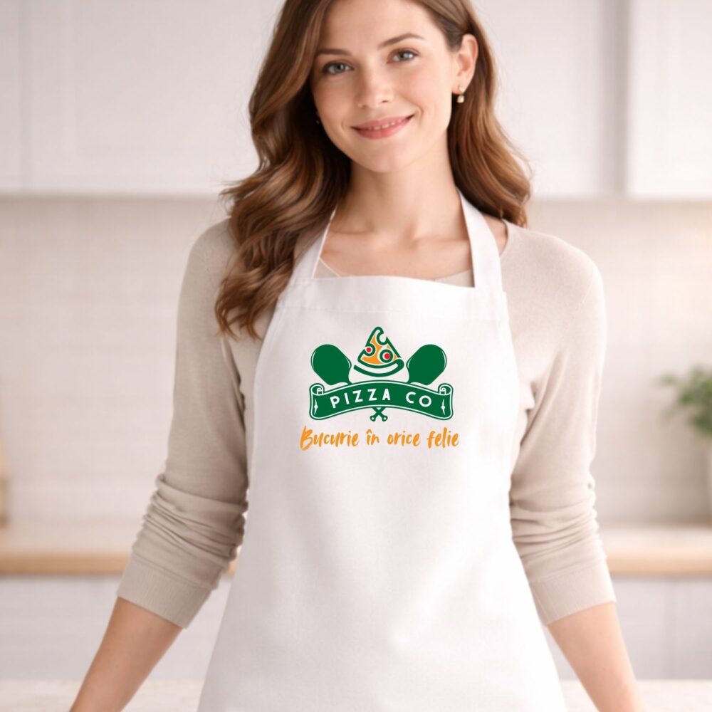 Șorț unisex personalizat cu logo pentru cafenea, restaurant sau cofetărie – print profesional, material de calitate