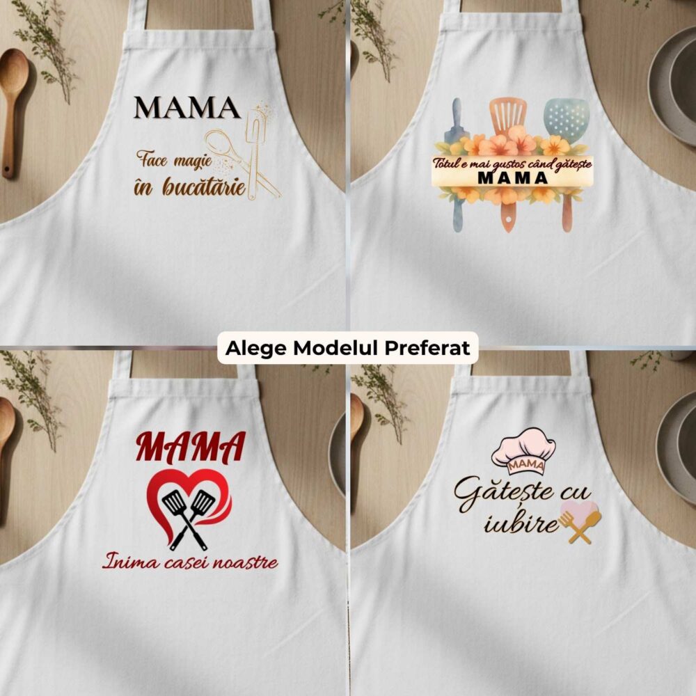 Șorț personalizat pentru mama, 4 modele disponibile, cadou personalizat de bucătărie pentru mama