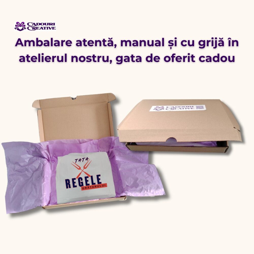 Ambalare cadou pentru șorț personalizat pentru tata Regele grătarului, pregătit de oferit