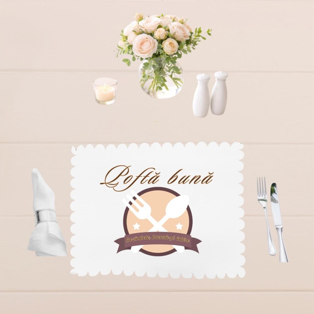 Suport farfurie personalizat Pofta buna cu zîmbete, bucurie și iiubire, varianta individuala
