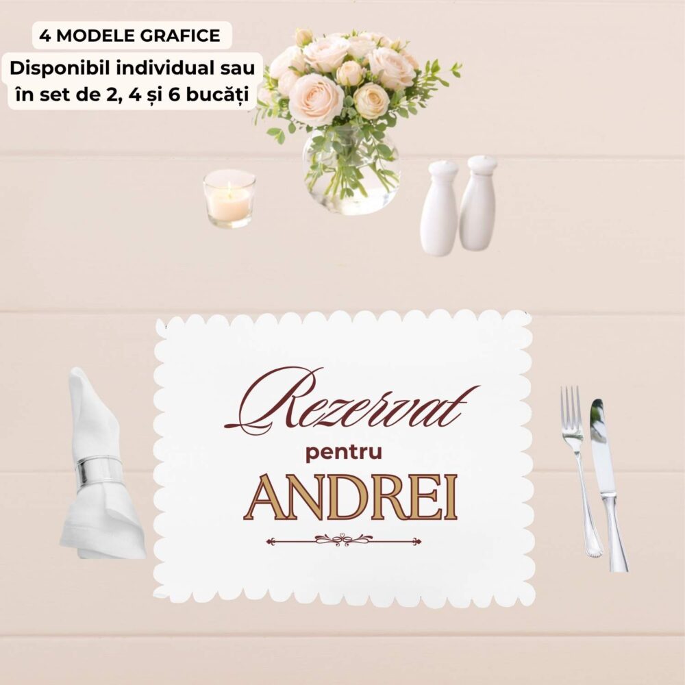 Suport farfurie personalizat Rezervat, varianta individuala, model Rezervat pentru Andrei