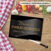 Tocător personalizat monogramă nume familie, model elegant negru auriu pentru bucătăria familiei și cadou de casă nouă