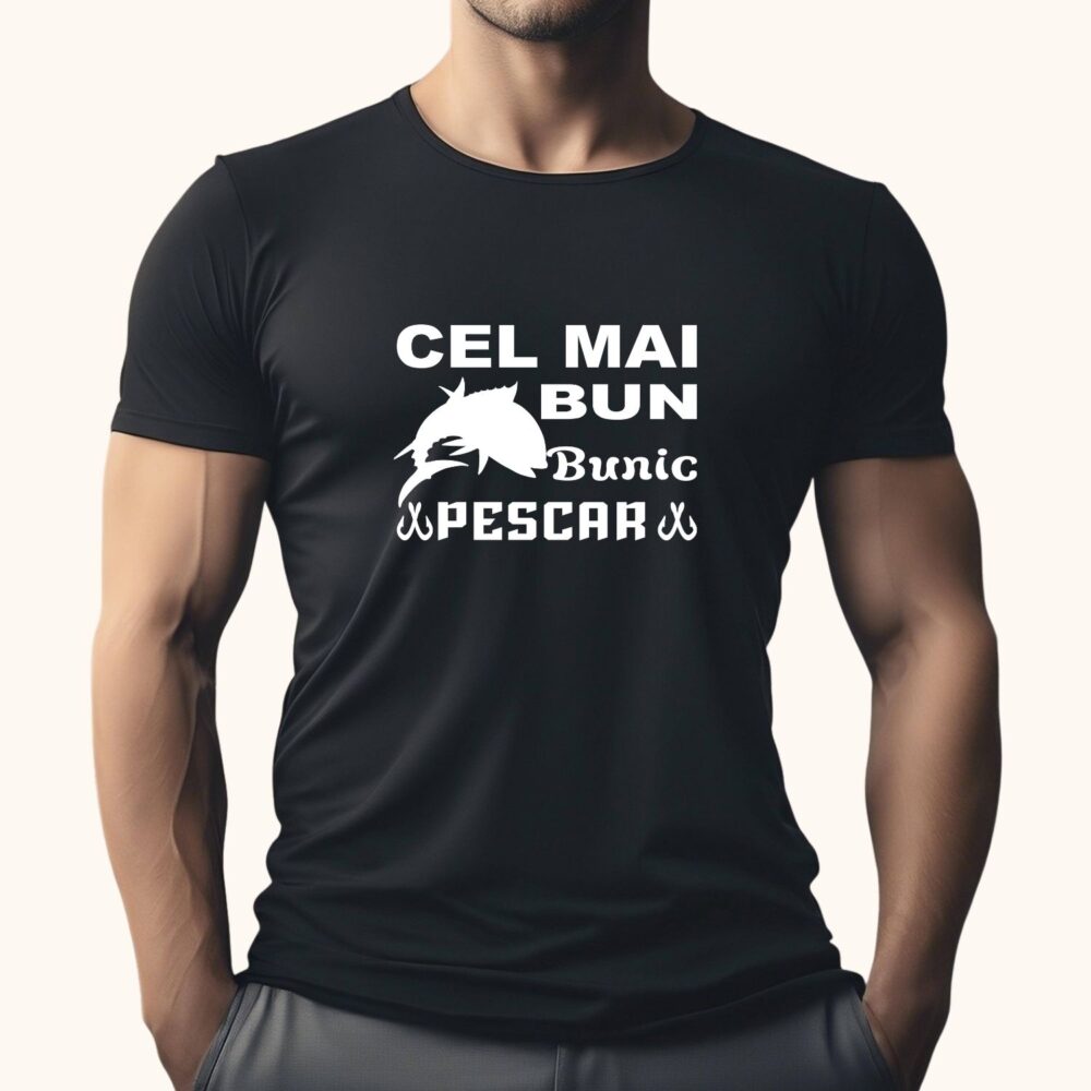 Tricou Cel mai bun pescar personalizat – exemplu bunic pescar, cadou de ziua bunicului sau aniversare