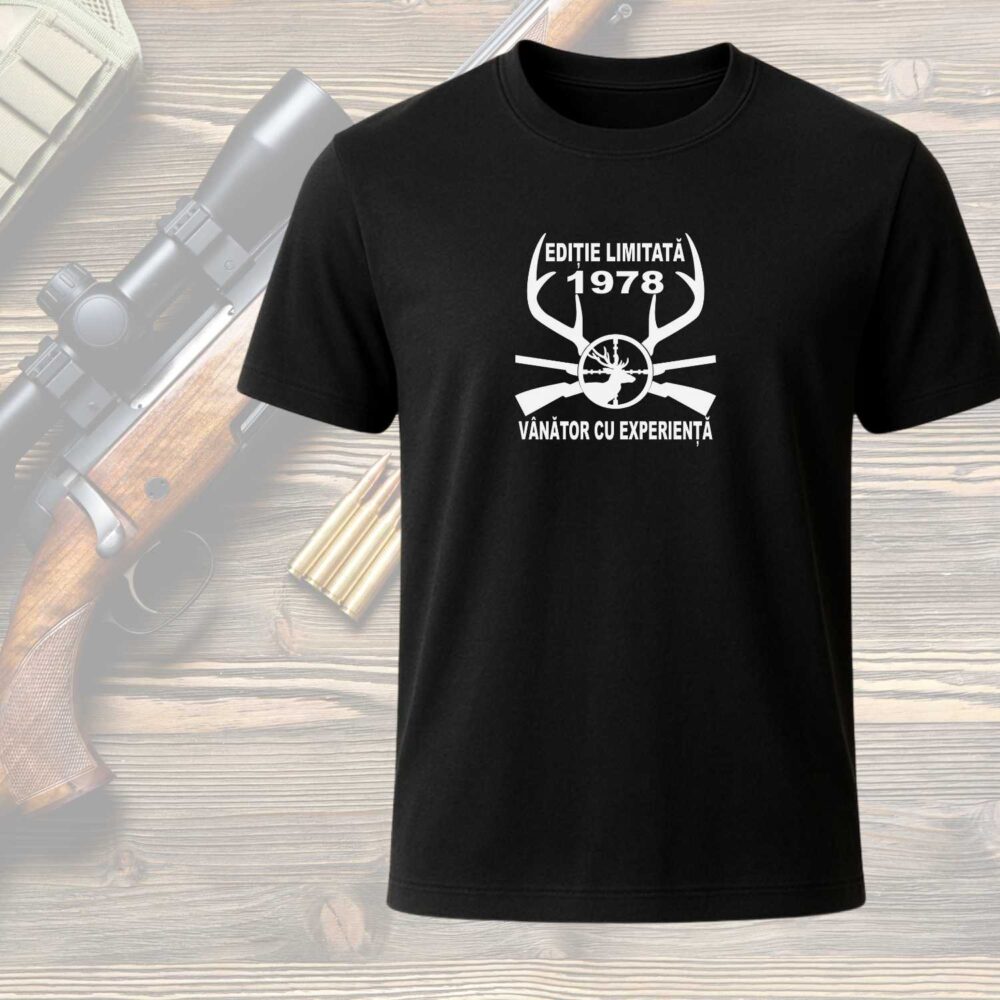 Tricou vânătoare aniversar „Ediție limitată” negru – cadou pentru vânător cu experiență
