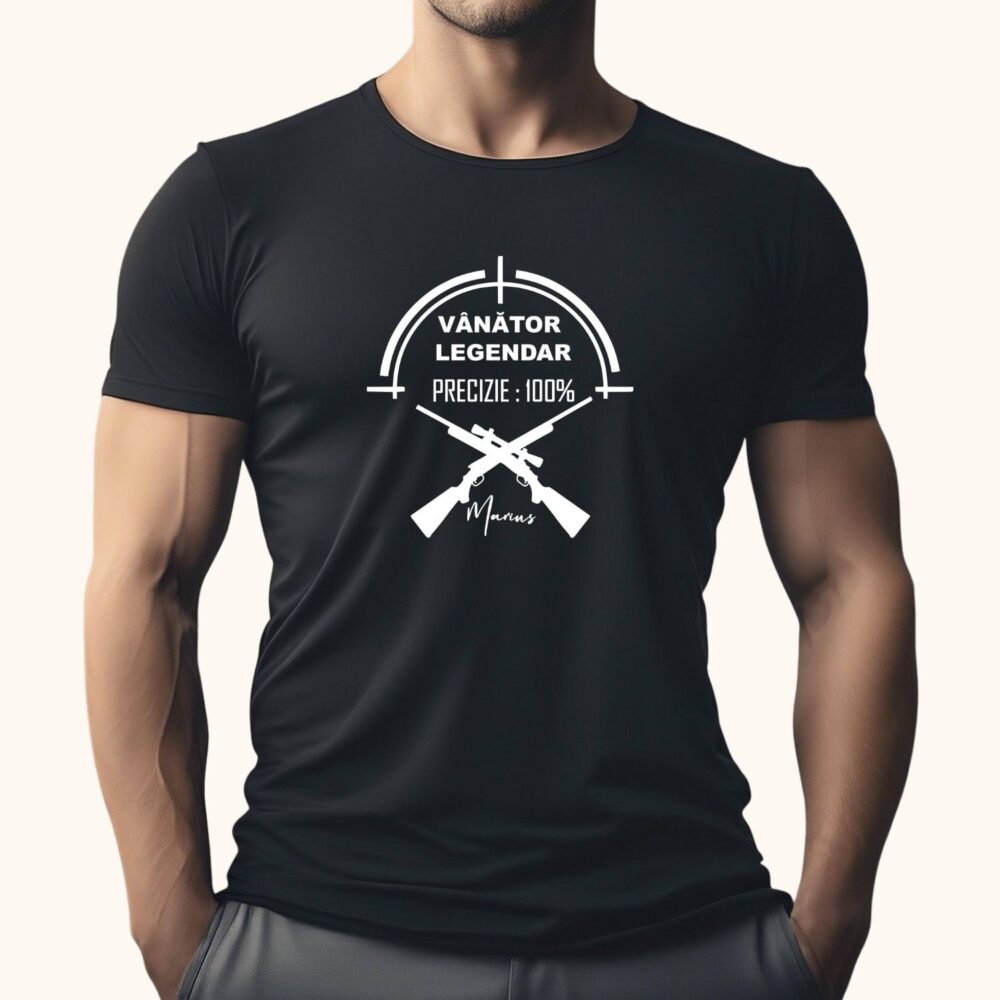 Tricou vânătoare cu nume „Vânător Legendar” – cadou pentru tată, bunic, naș sau prieten