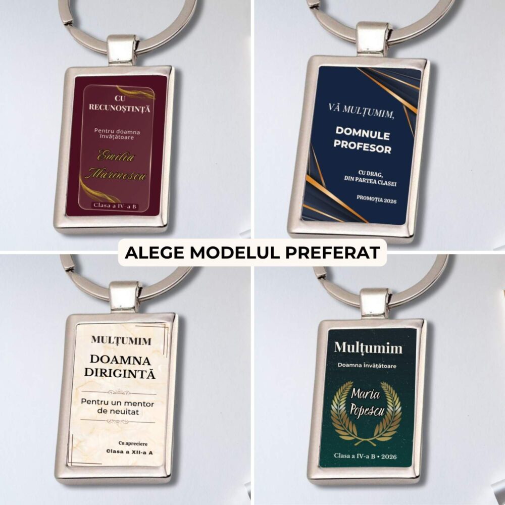 Breloc personalizat pentru profesori cu mesaj, 4 modele la alegere pentru profesor, invatatoare, educatoare si diriginta