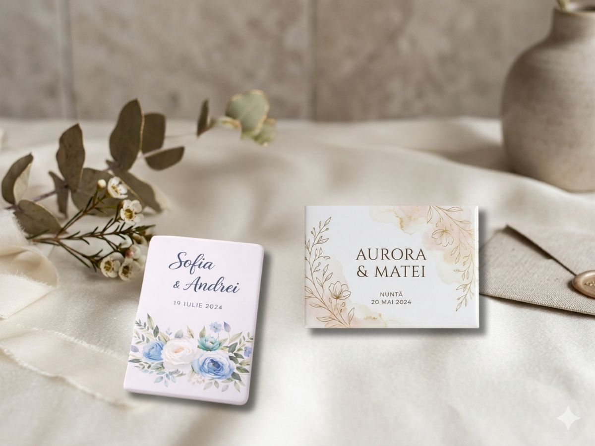 Servicii personalizare magneți – Imagine Mărturie magnet personalizată pentru nuntă sau botez